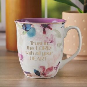 Floral Pink Interior Ceramic Inspirational Mug